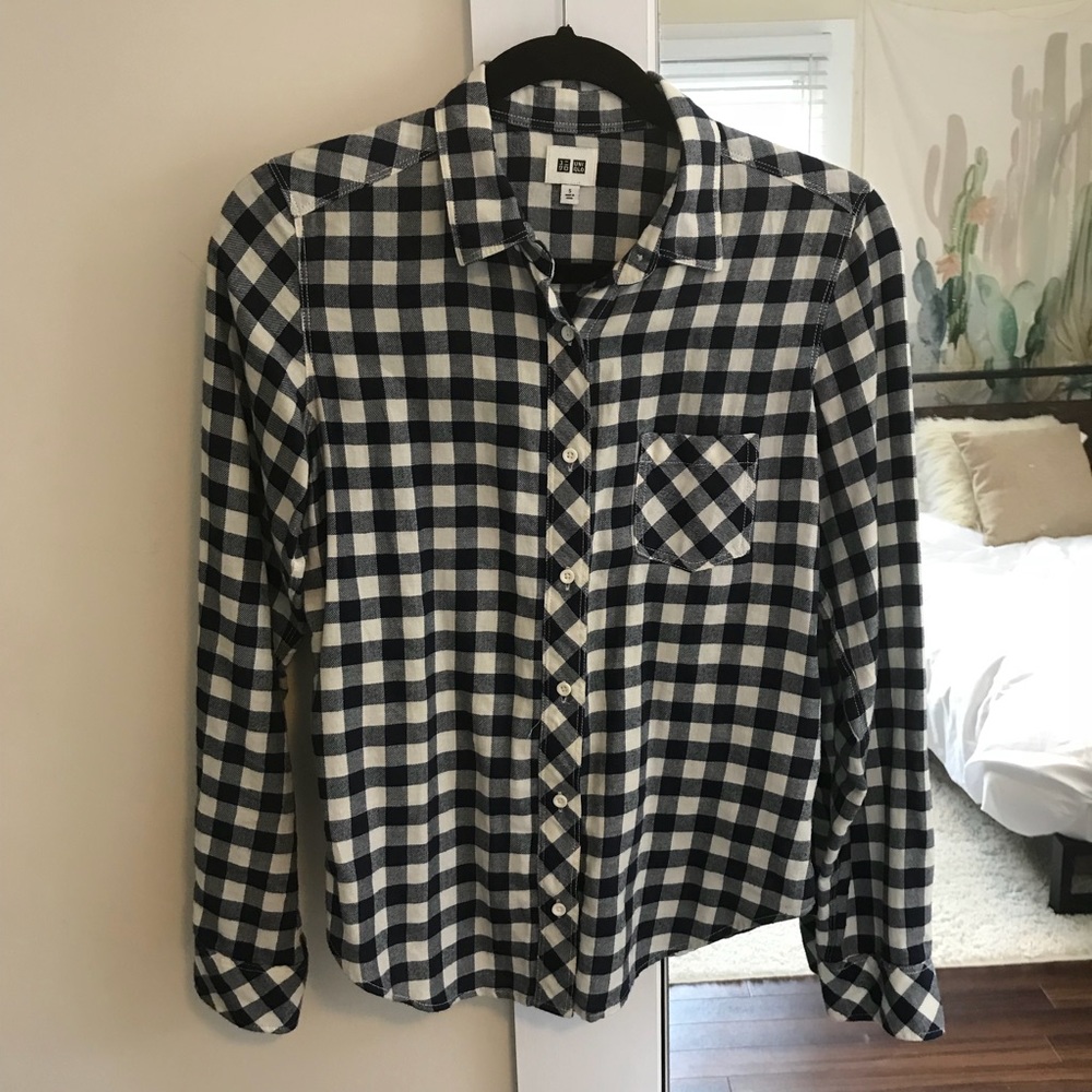 Uniqlo navy/white flannel shirt, Size Small